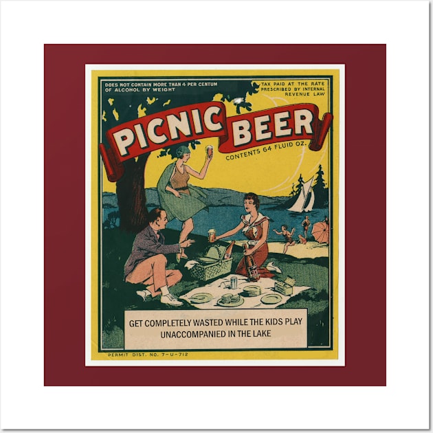 Picnic Beer | Old Style Beer Label | Get Wasted Wall Art by Rivenfalls